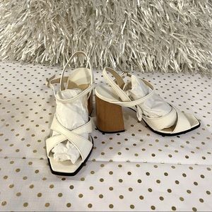 Jimmy Choo White Joya 85mm Square Toe - Block High Heel Sandals